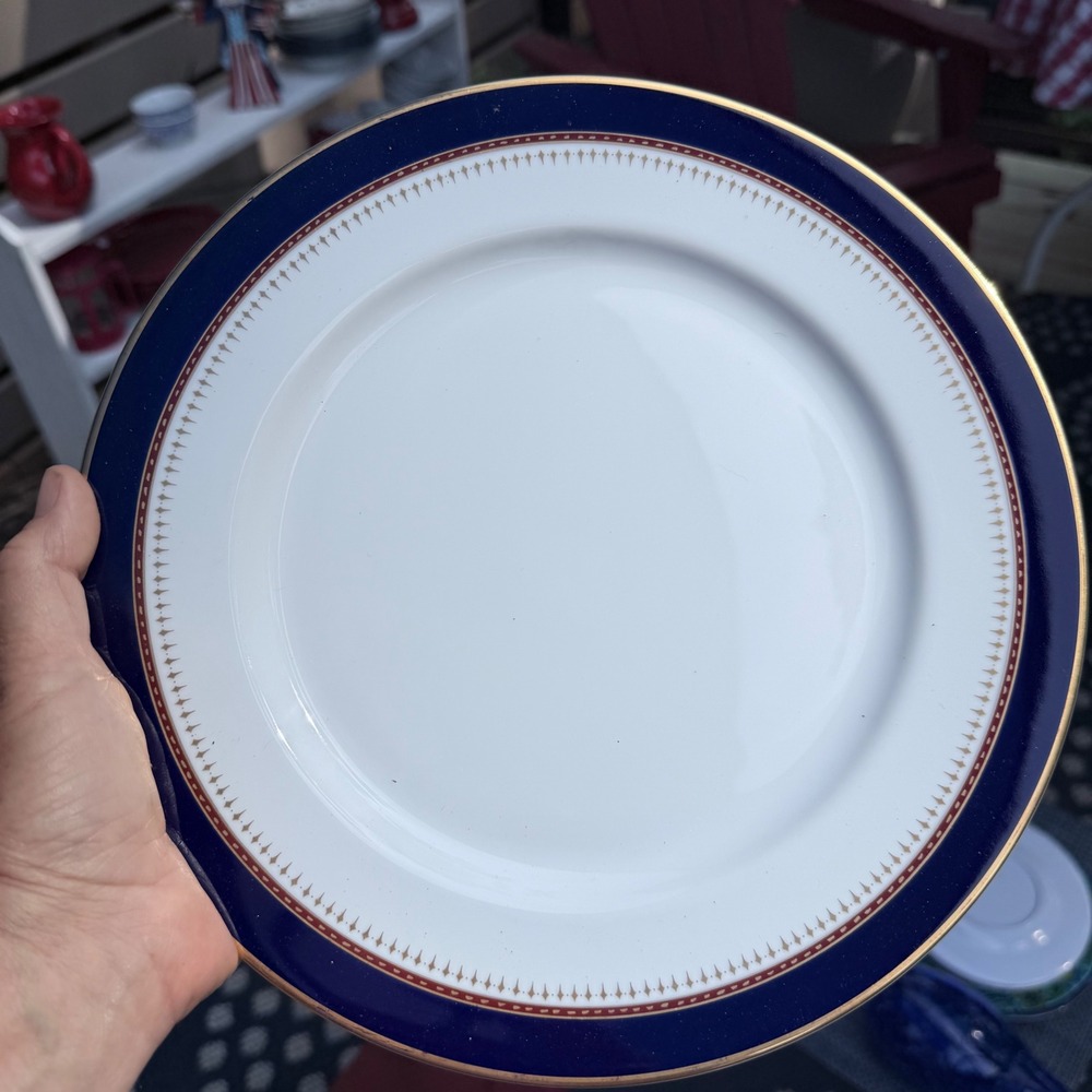 Fitz & Floyd Bread & Butter Plates Set of 2 6.5" Cobalt Blue Gold Starburst MINT